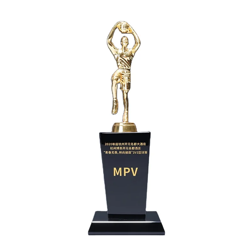 Factory Direct  k9 Crystal Metal  MVP Basketball Trophy With Custom Design