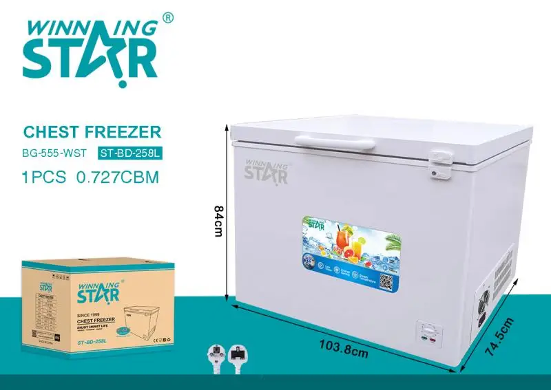 WINNING STAR Commercial Chest Deep Freezers ST-BD-258L Freezers 201L AC Refrigerators Deep Compression Freezer