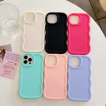 Fashion customized candy color women anti-scratch wavy mobile phone case for Samsung