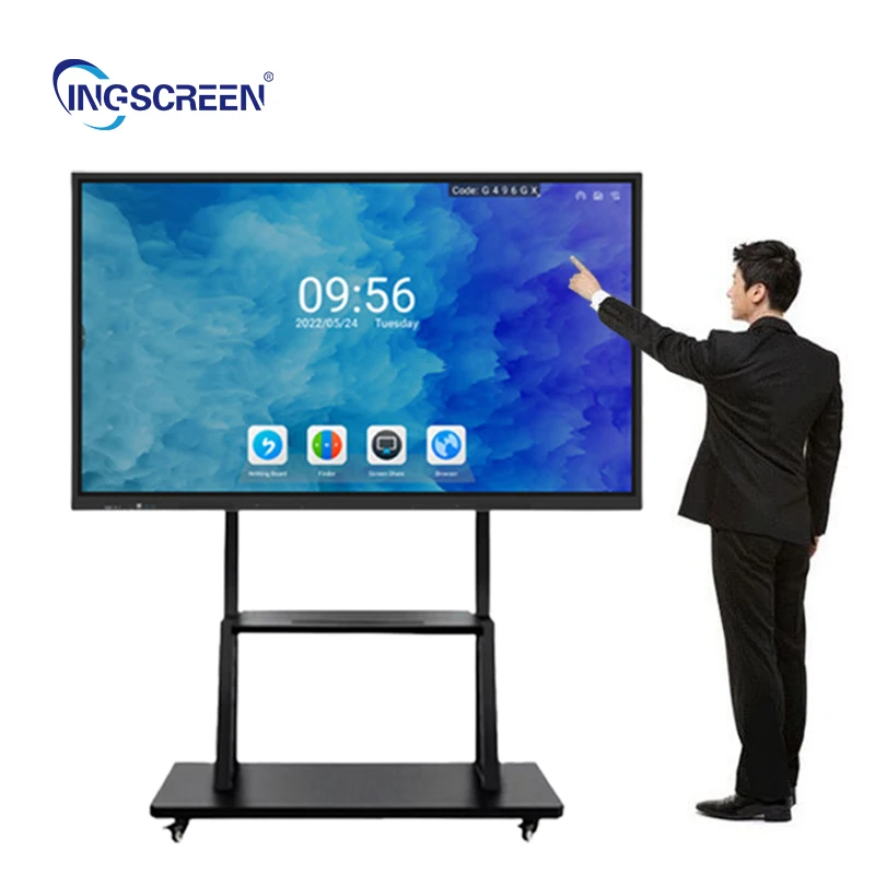 INGSCREEN OEM ODM 4K LCD Display 65 75 86 100 110 Inch Interactive Flat Panel Digital Whiteboard Touch Screen Smart Board
