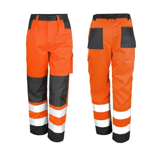 Men's Cotton Multi-Pocket Work Pants Cross-Border Reflective Strip for Construction Engineering & Coal Mine Safety Work Pants