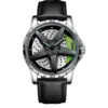 Cuir noir-acier blanc-visage vert