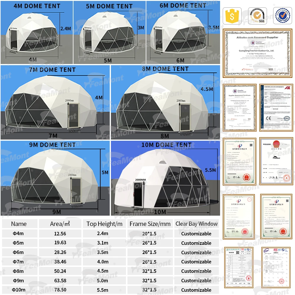 FEAMONT High Security Plastic Inflatable Clear Glamping Cottage Garden Bubble Dome Kids Camping Tent