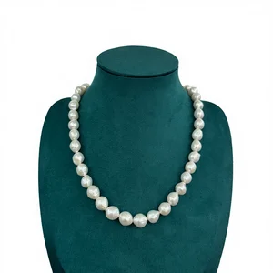 9-12mm Big Baroque Nature Freshwater Pearl Choker Necklace Gold Plated AA Grade Wedding Anniversary Gift Nice Pearl Clasp for