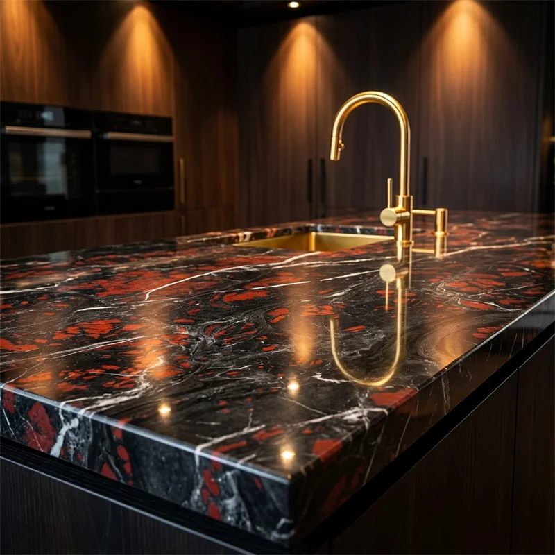 Custom Red Rose Marble Polished Slabs for Kitchen Living Room Hotel Interior Wall and Floor White Marble Design