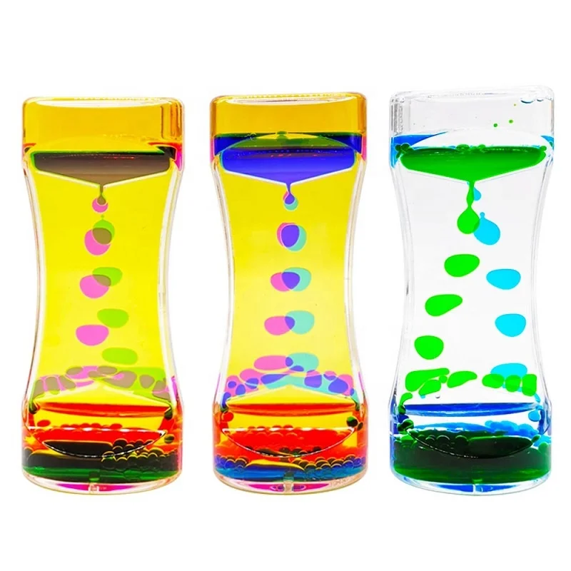 Liquid Motion Bubbler Timer with Floating Color Lava Incredibly Effective Calming Stress Relief Hourglass Toy for Kids Autism