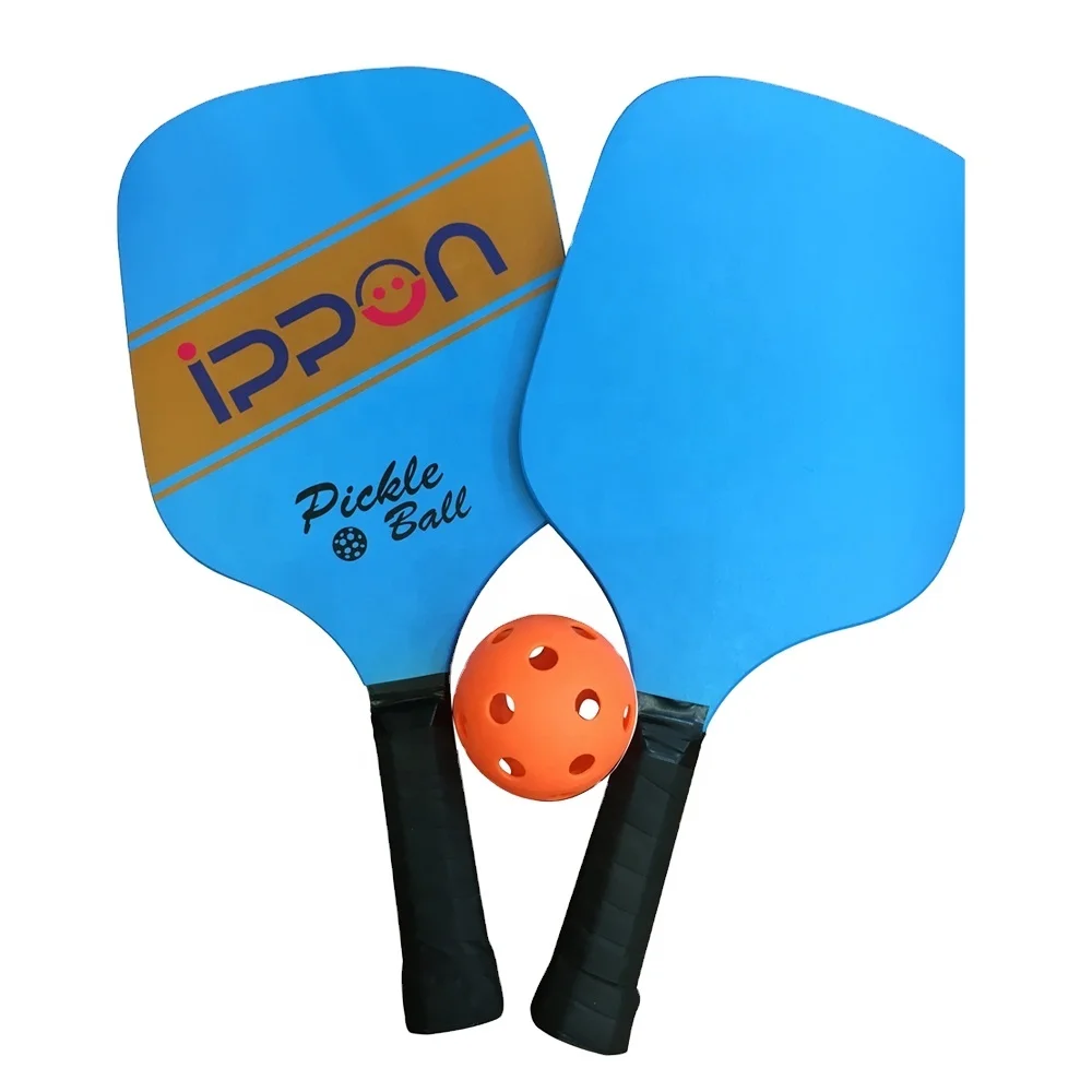 Pickleball Paddle Set Includes Two Square Wood Paddles With One Pickleball