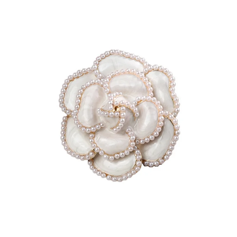 Women's Hollow Camellia Brooch Faux Pearl Elegant Brooch Pin Coat Shirt  Badge Clothing Accessories - Temu