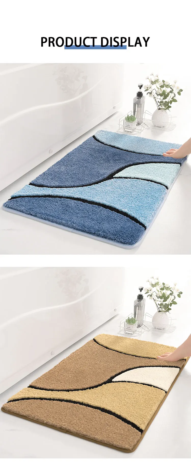  Custom Brown Bath Mat Bathroom Rugs Non Slip Microfiber Absorbent Bath Rugs Funny Bathroom Decor Blue Bath mat factory