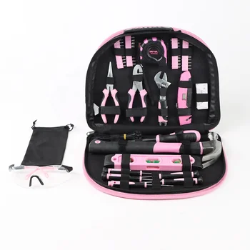 104pcs pink hand tool set for women basic tools kit pink hand tool set