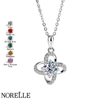 Customized Jewelry Four-leaf Clover Necklace Design Women's 1 Carat D Color 925 Sterling Silver Moissanite Pendant Necklace