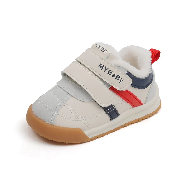 Newest Winter Walking Kids Shoes Soft Rubber Soled Sneakers Plush Fleece Toddler Baby Shoes
