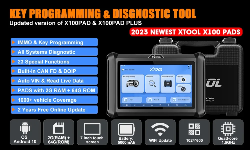 XTOOL X100 PAD PLUS outil de programmation de clé automobile professionnel  avec plus de 23 fonctions spéciales