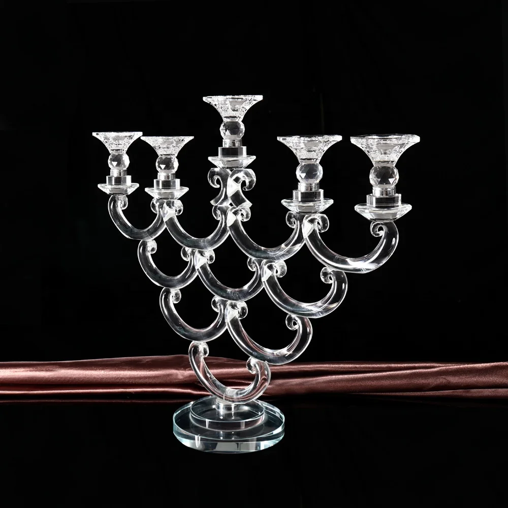 
 Новое поступление, хрустальное украшение для стола, свадебное украшение, маленькие Кристальные подсвечники на 5 рук, хрустальный подсвечник  