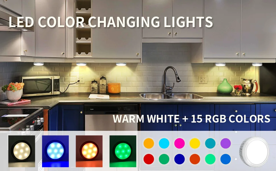 product remote control 16 colors changeable wireless stick on  under cabinet lighting-37