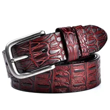 Wholesale Crocodile Grain Cowhide Belts For Men Genuine Leather Men's Pin Buckle Adjustable Man Belt