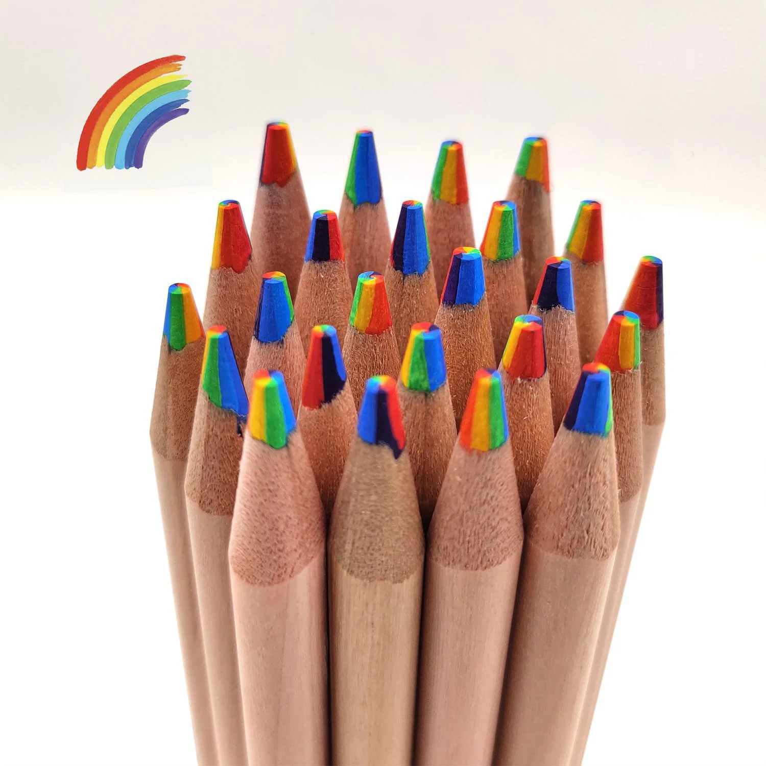 High Quality Wholesale Hexagonal Multi Coloured Jumbo Wood Pencils 4 Color in 1 Lead Rainbow Colored