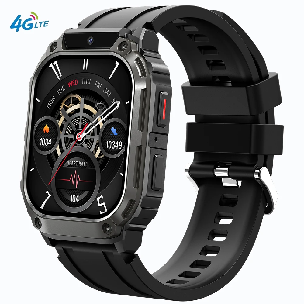 4G SIM GPS Smartwatch for Men 2G+16G Android 200W Camera Wifi Wireless Call Music Play IP67 Waterproof Square Smart Watch