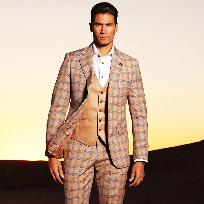 Tailor Made 3 Pcs Plaid Casual Mens Suits Classic High Quality Custom Slim Formal Checkered Blazer Suit Jacket Pants supplier