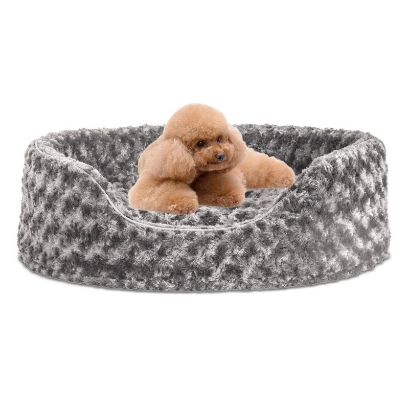 Luxury designer hundebett removable indestructible eco friendly luxurious foam faux fur cat pet dog bed for large dogs