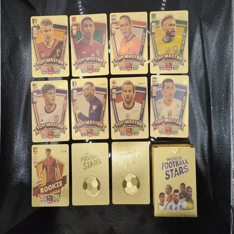 10pcs/pack Football Star Collection Trading Card New Coming Soccer Players  Limited Rare Gold Foil Cards for Kid Gifts