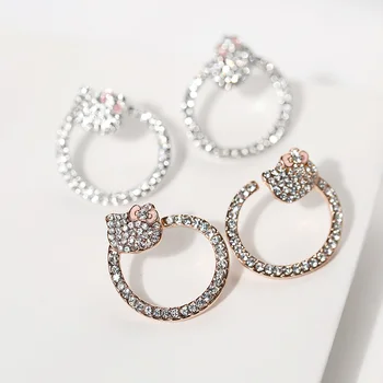 Cute Cartoon Hello Kitty Accessories Jewelry Cat Hoop Earrings Simple Personality Small Fresh Circle Earrings