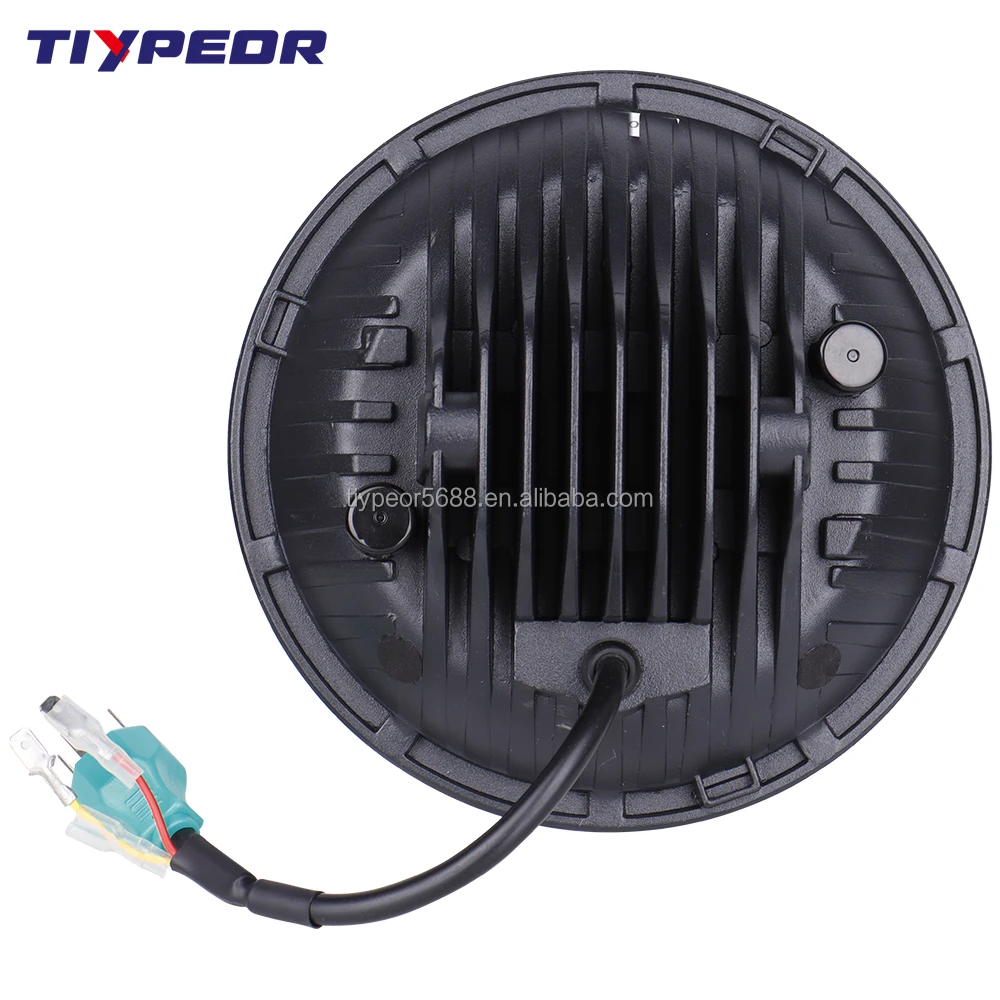 product tiypeor 7 inch 90w led headlight black chrome round with drl turning signal light for jk cj tj hummer for motorcycle-5