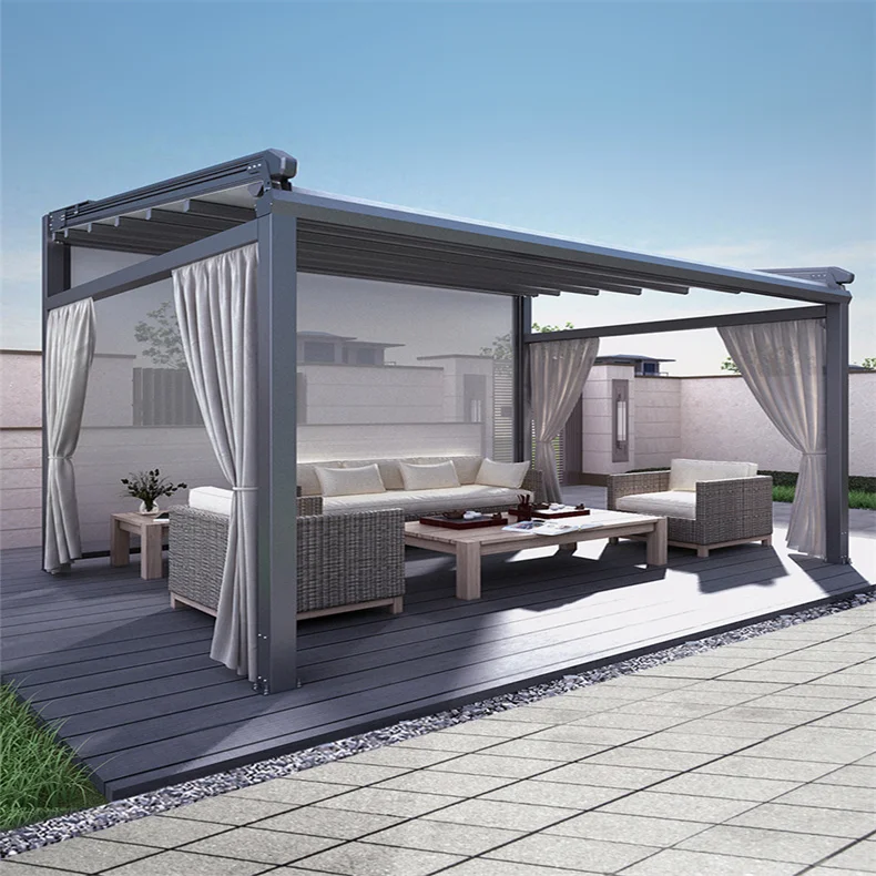 Closable Pergola Roof Bioclimatic Pvc Pergola Sliding Roof Aluminum