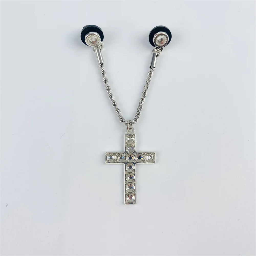 Custom Dangling Rhinestone Glitter Soft Enamel Pin With Jesus Cross
