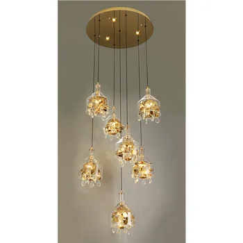 Modern Style Decoration Chandelier Pendants Lighted Rose Gold Iron Crystal Lamp For Dining Room