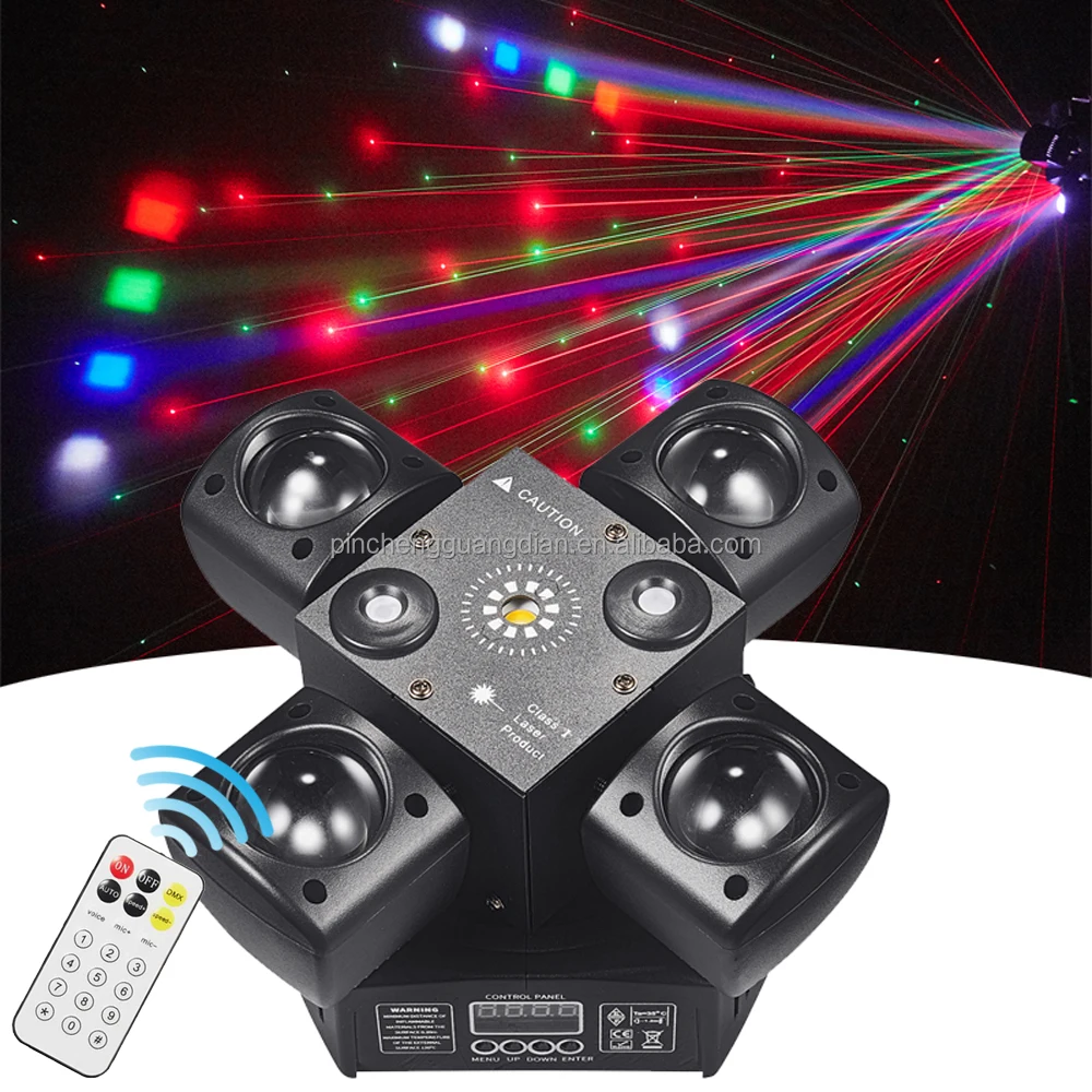 Mini 4 Armed King Kong 5In1 Laser Strobe Dmx Light 48W Led Moving Head Light With Remote Control