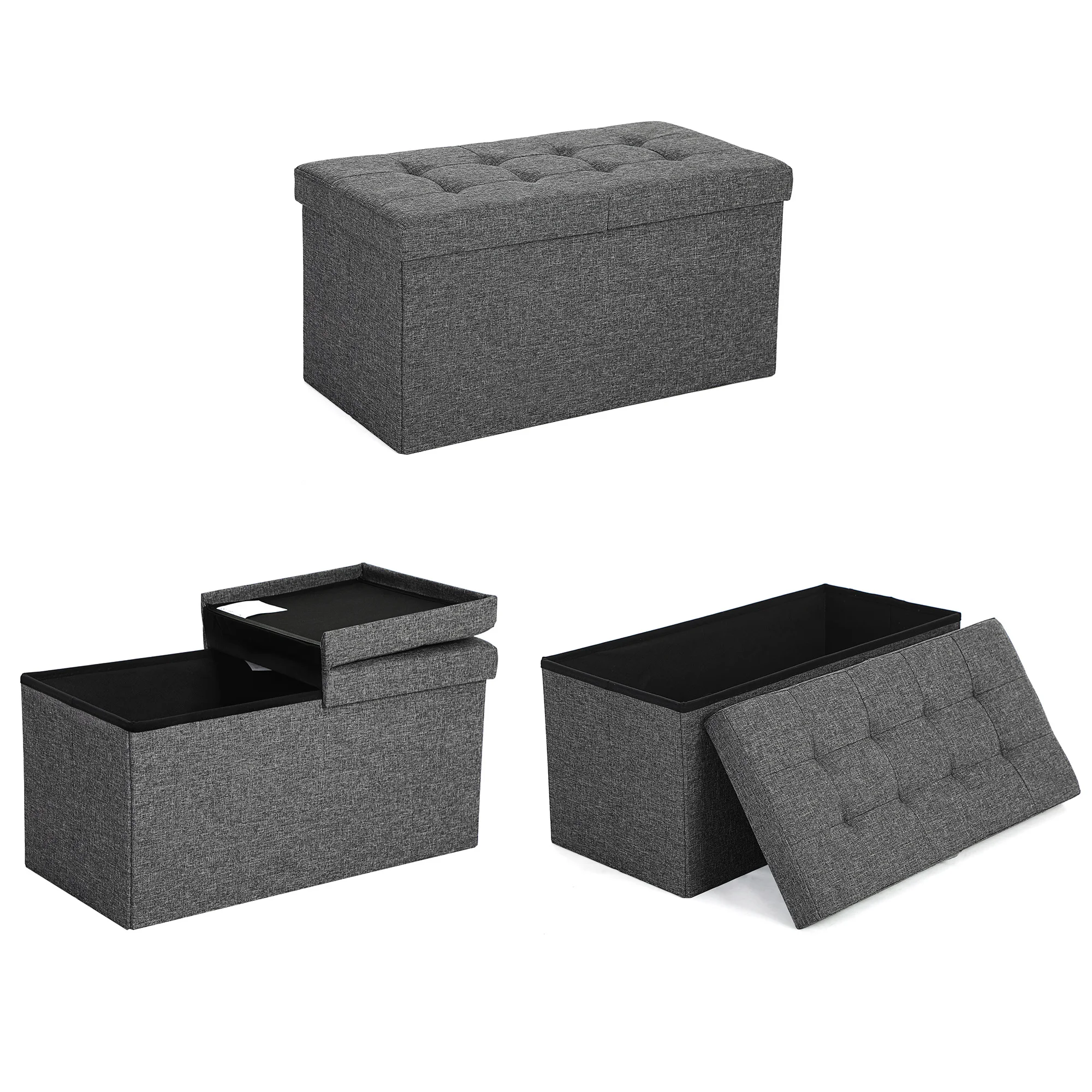 Songmics Foldable Chest Sofa Ottoman Storage Hotel Mdf Rectangular