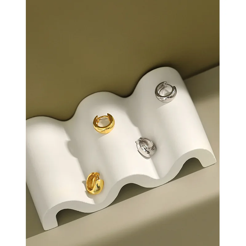 2021 new earring hoop minimalist design silver gold plating earring hoop(图8)
