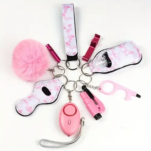 9 Pcs Gift Packaging Safety Keychain Full Set For Women Safety Keychain