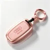 Étui à clés modèle C en grain de bois or rose-rose, boucle pratique
