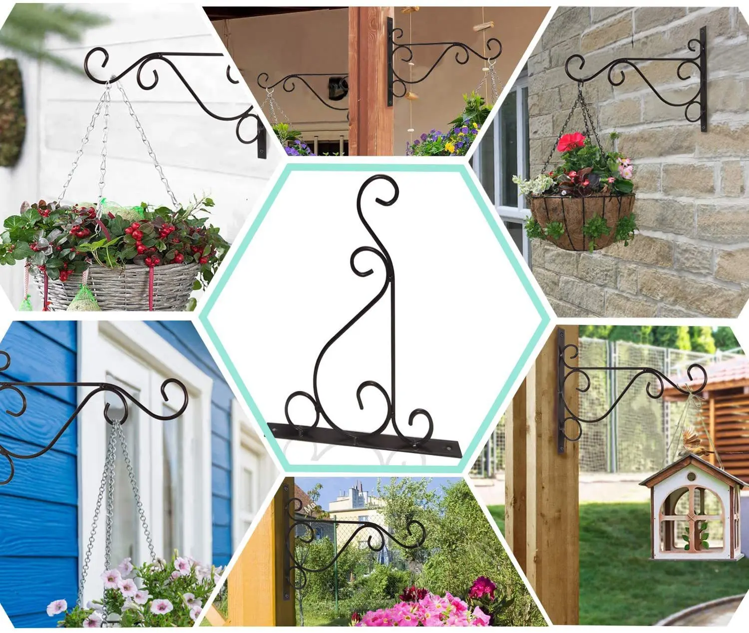 Hanging Plant Bracket Planter Hooks 30 cm Hanger Flower Pot Bird Feeder  Wind Chimes Lanterns Patio Lawn Garden