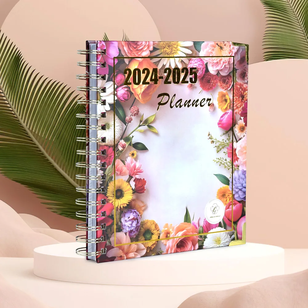 Free Sample Custom 2024-2025 Hardcover Monthly Planner Calendar Mother Day Monthly Planner Notebook