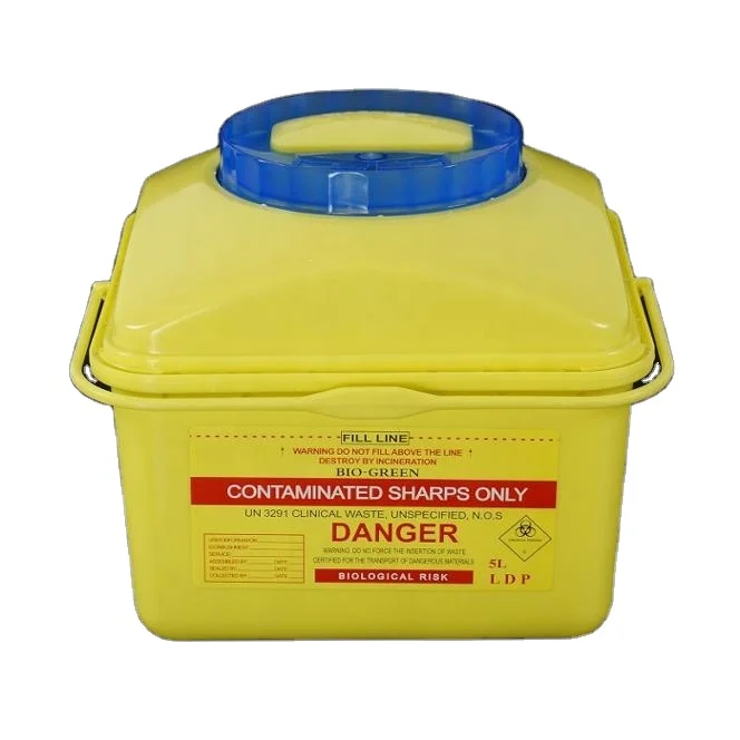 Square 10l Medical Sharps Disposal Container /sharp Collection Bin Buy Syringe Disposal Safety