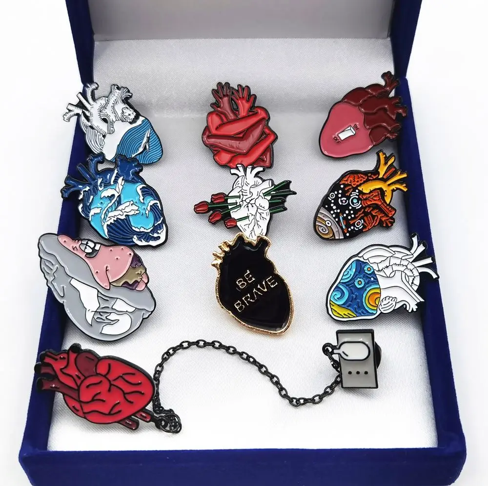 25 Style Anatomical Heart Brooch Medical Anatomy Brooch Heart Neurology  Pins for Doctor and Nurse Badge Enamel Lapel Pins