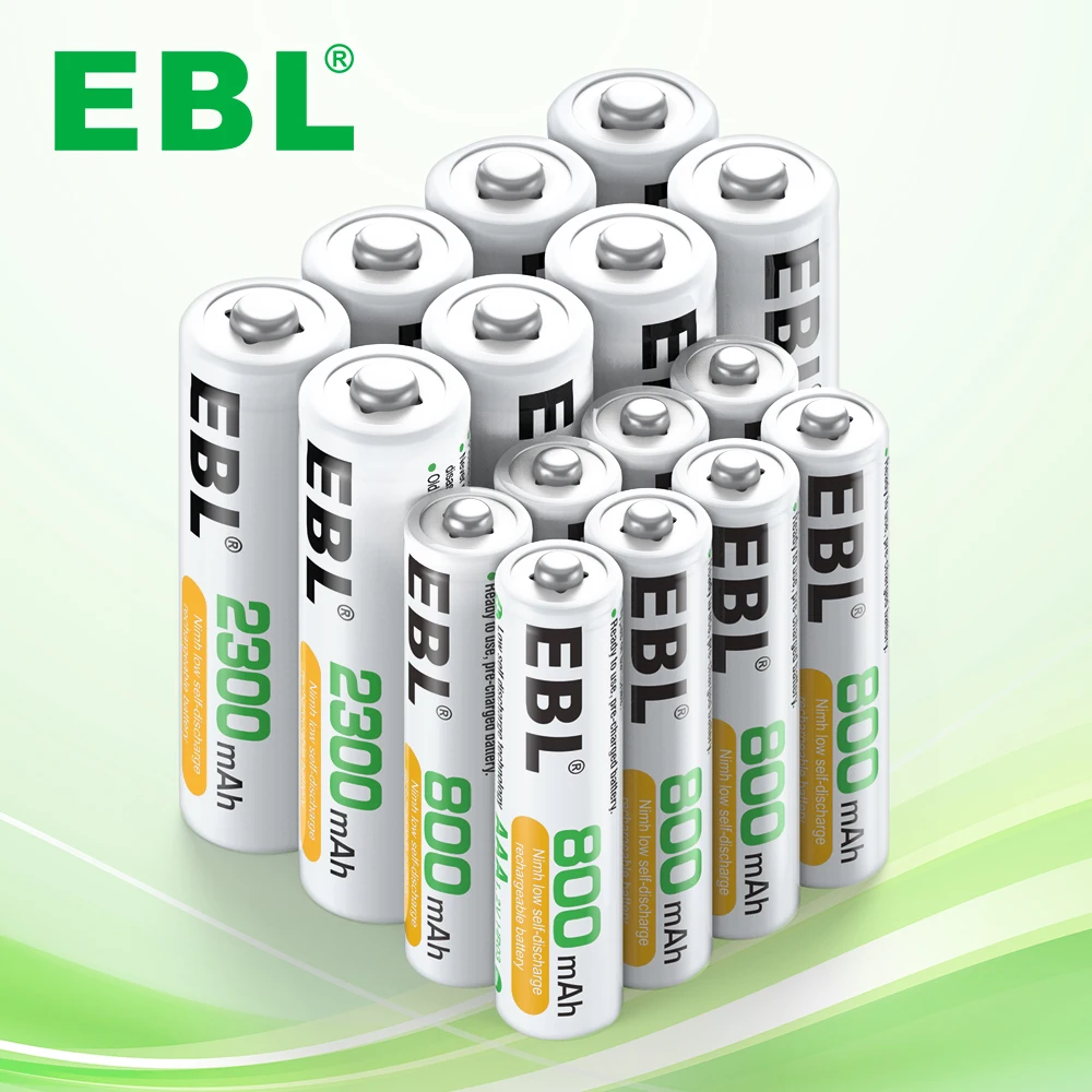EBL AA AAA NI-MH Rechargeable Batteries Battery 2300mAh 800mAh 1.2
