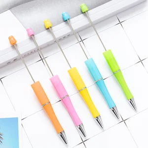 Selling Bulk Top Beaded Plastic Ballpoint Pen With Multi-Color Creative Lovely Small Fresh Neutral Custom Logo for Student
