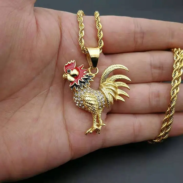 diamond rooster pendant