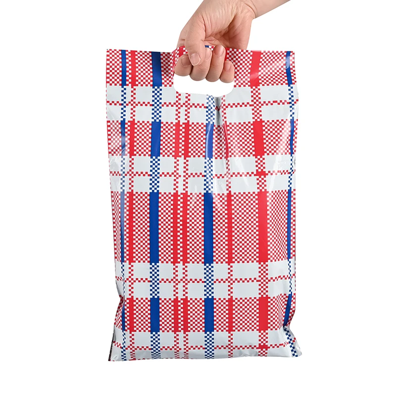 Eco Friendly customized recyclable poly mailing handle mailer bags clothing packages bags plastic packaging bags for clothing