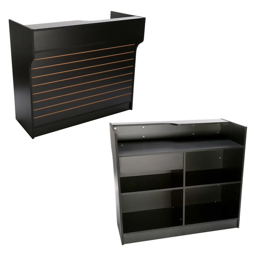 122*56*107 cm HIKUYA MDF Ledgetop Cash Register Checkout Counter With Slatwall Front-133079