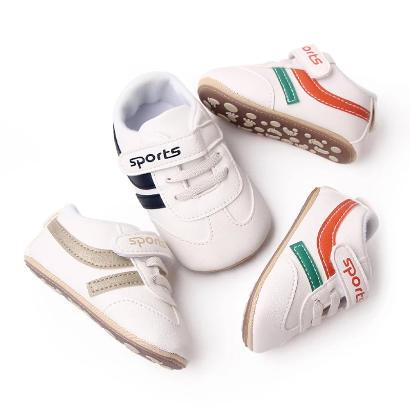 Spring and Autumn Baby Sports Shoes Matching Color Striped Alphabet Baby Walking Shoes