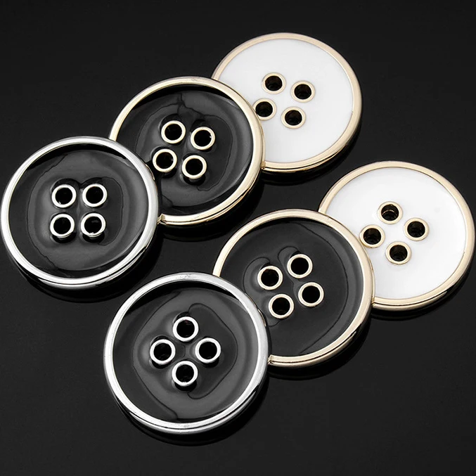 Fashion Round Sewing Coat 4 Holes Oil Metal Suit Buttons For Clothing