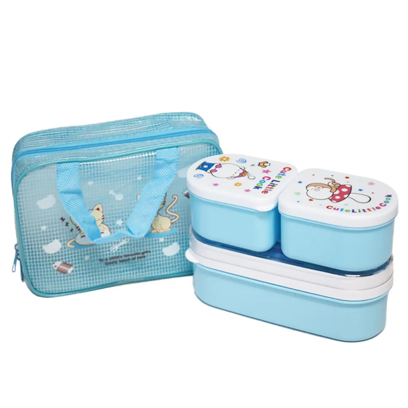 
 Travel Accessory with 2 Snacks Plastic Box Kids Bag Children Cartoon Printing Lunch Box Food Container Food Storage Box  