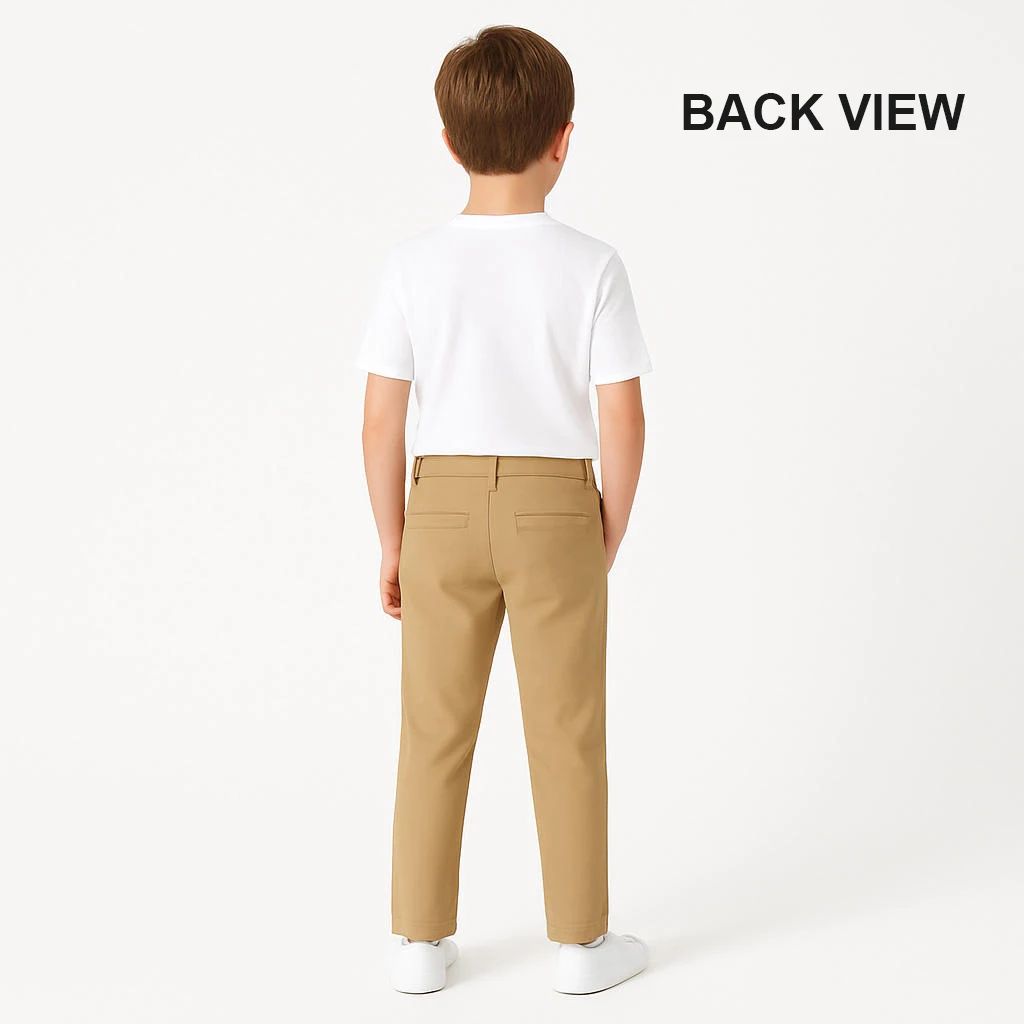 100% cotton, slim fit, khaki chino pants for boys