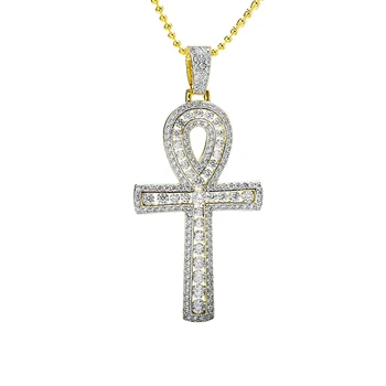 religious design hip hop iced out birthday cubic ankh jewelry zirconia cross anhk pendant necklace