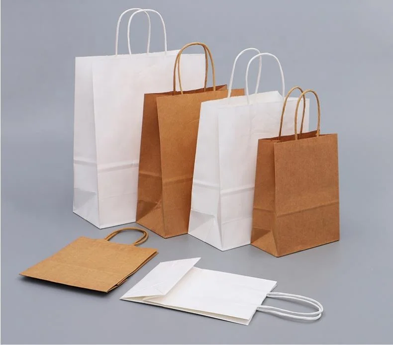Factory Outlet Kraft Paper Bag with Handle Hot Sale Takeaway Paper Bag with logo Print